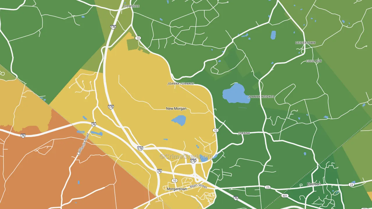 New Morgan, PA Map of Theft Rates