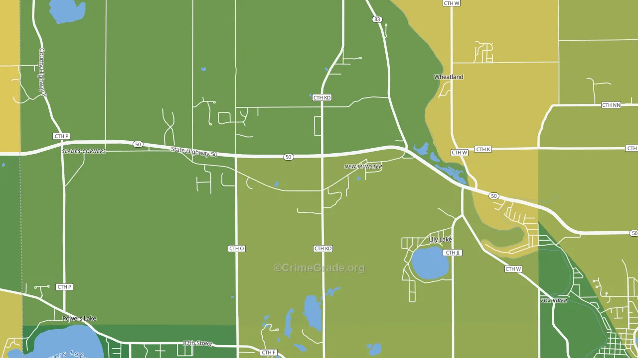 New Munster, WI Map of Theft Rates