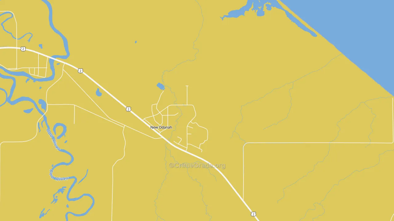 New Odanah, WI Map of Theft Rates