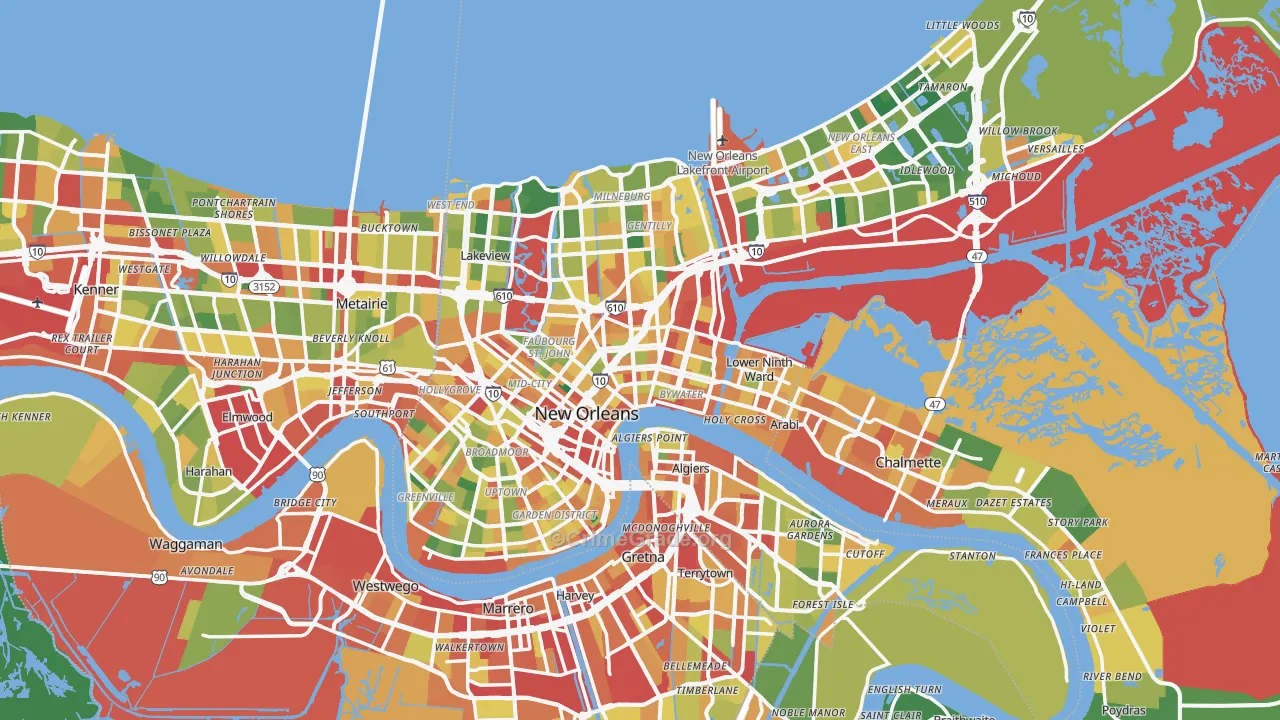 New Orleans, LA Map of Theft Rates