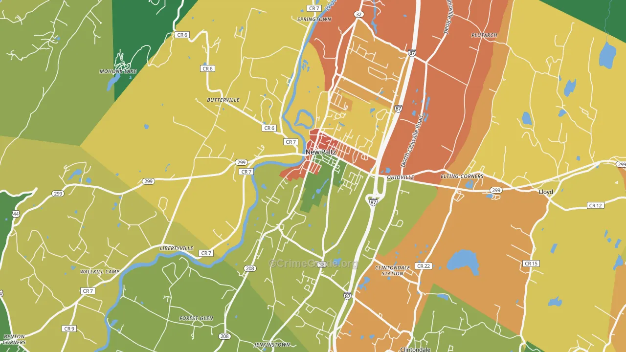 New Paltz, NY Map of Theft Rates