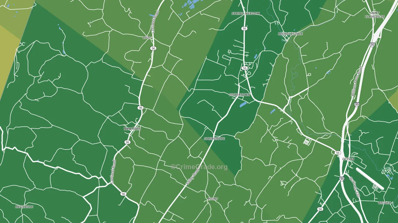 New Paris, PA Map of Theft Rates