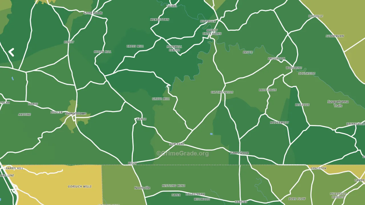 New Park, PA Map of Theft Rates