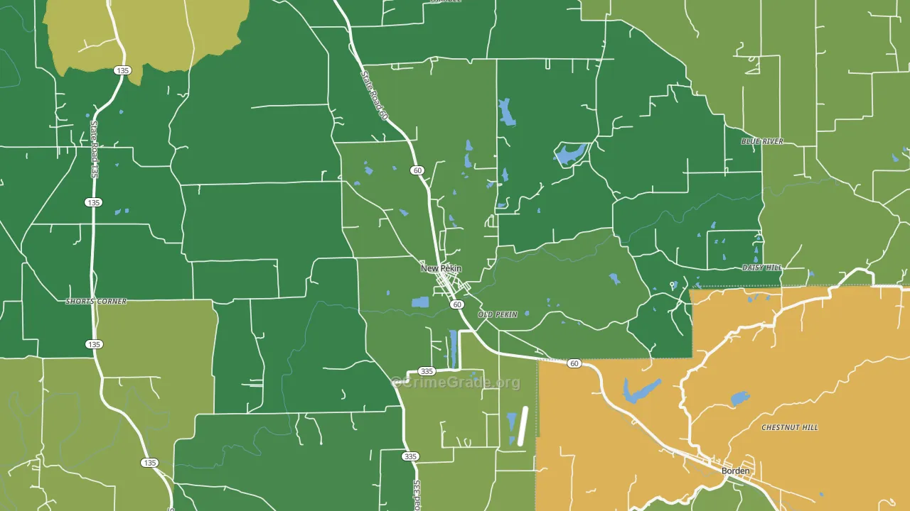 New Pekin, IN Map of Theft Rates