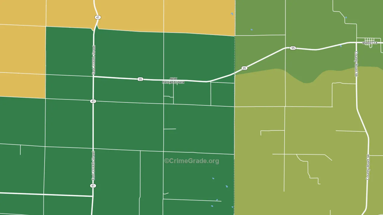 New Philadelphia, IL Map of Theft Rates