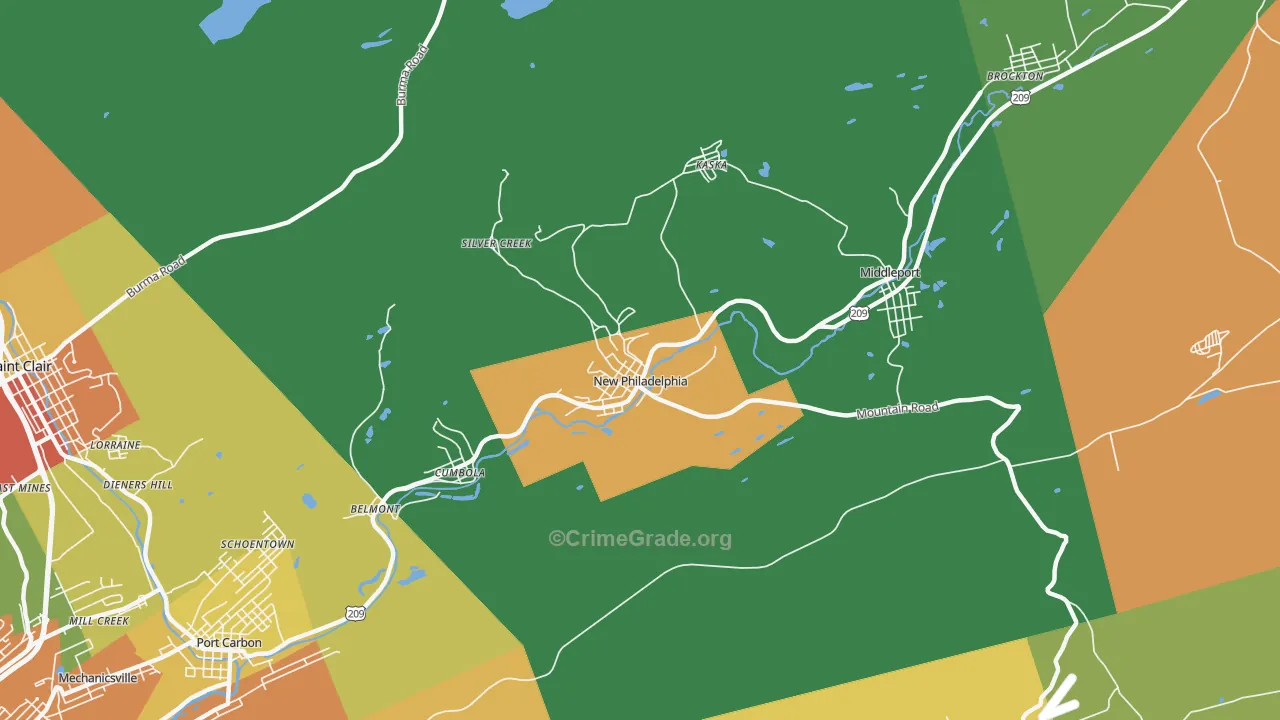 New Philadelphia, PA Map of Theft Rates