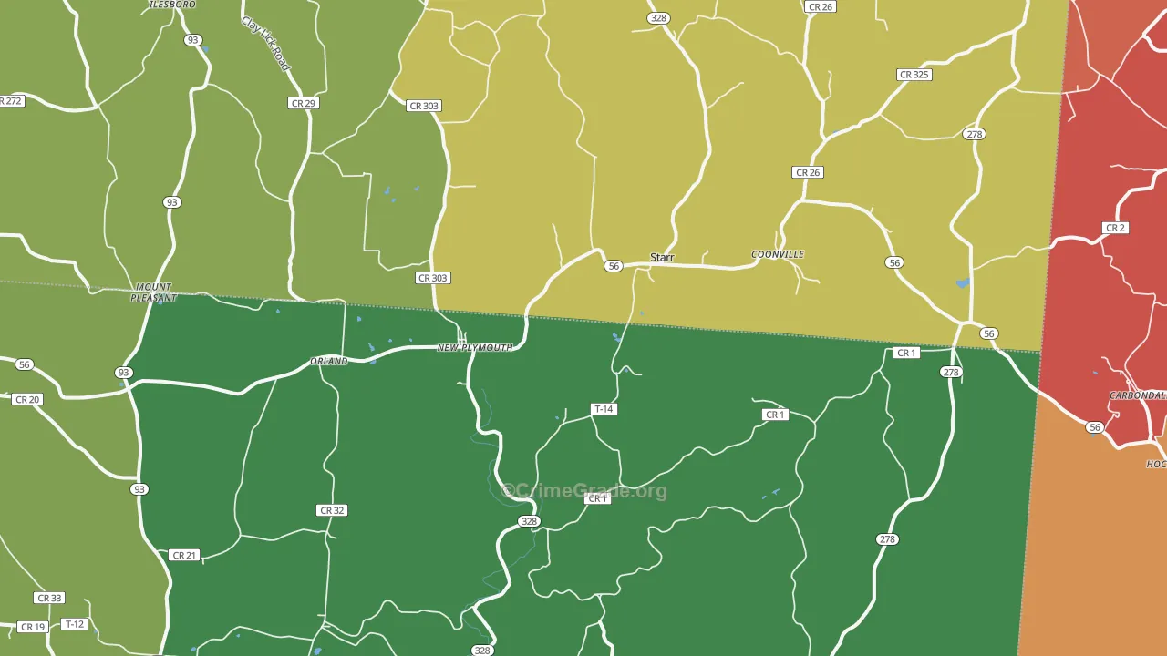 New Plymouth, OH Map of Theft Rates