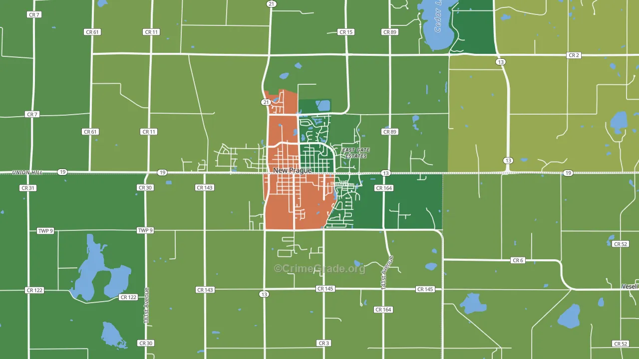 New Prague, MN Map of Theft Rates