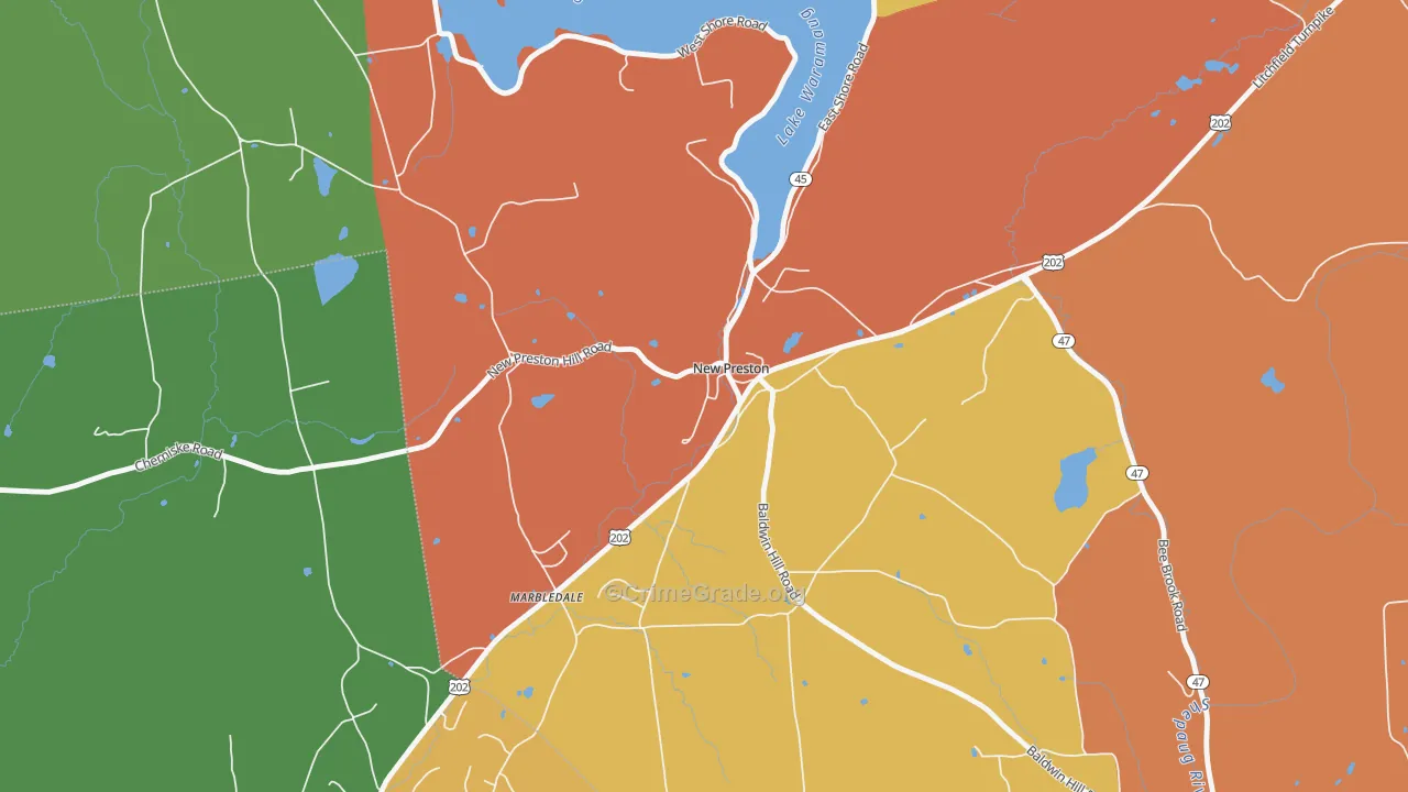 New Preston, CT Map of Theft Rates