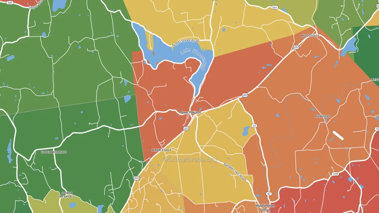 New Preston-Marble Dale, CT Map of Theft Rates