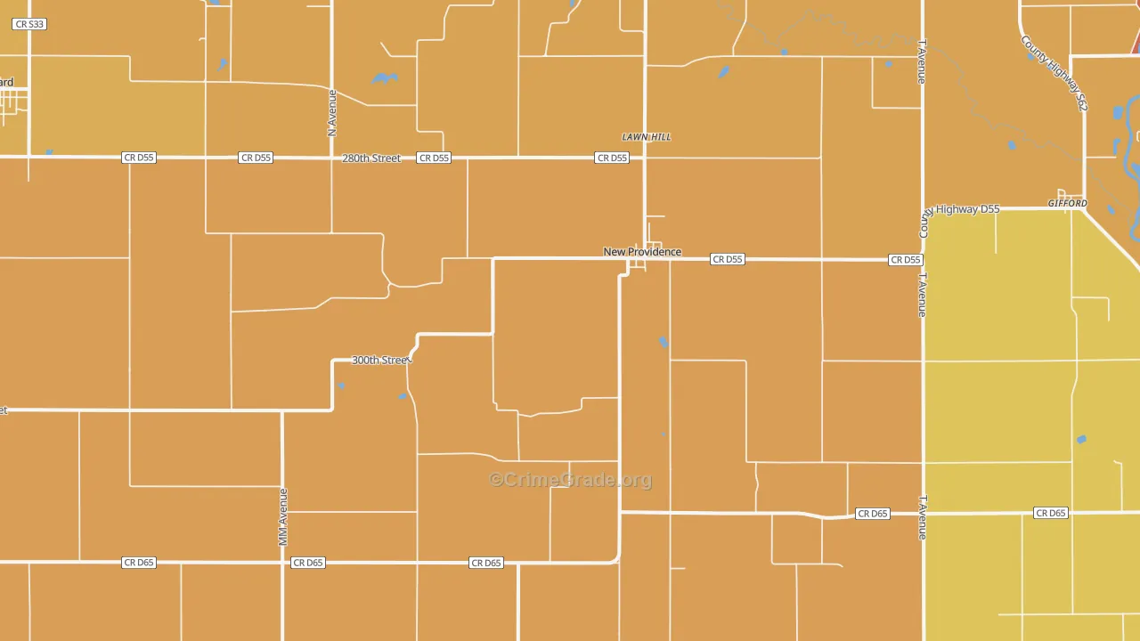 New Providence, IA Map of Theft Rates