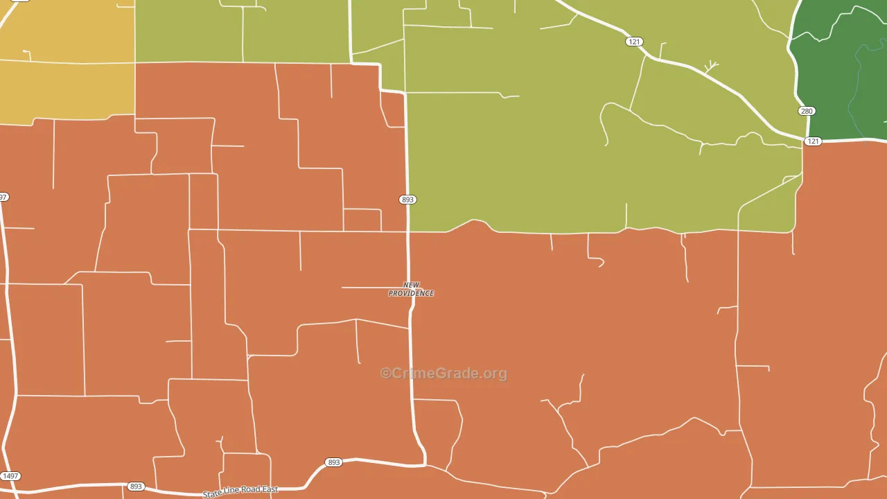 New Providence, KY Map of Theft Rates