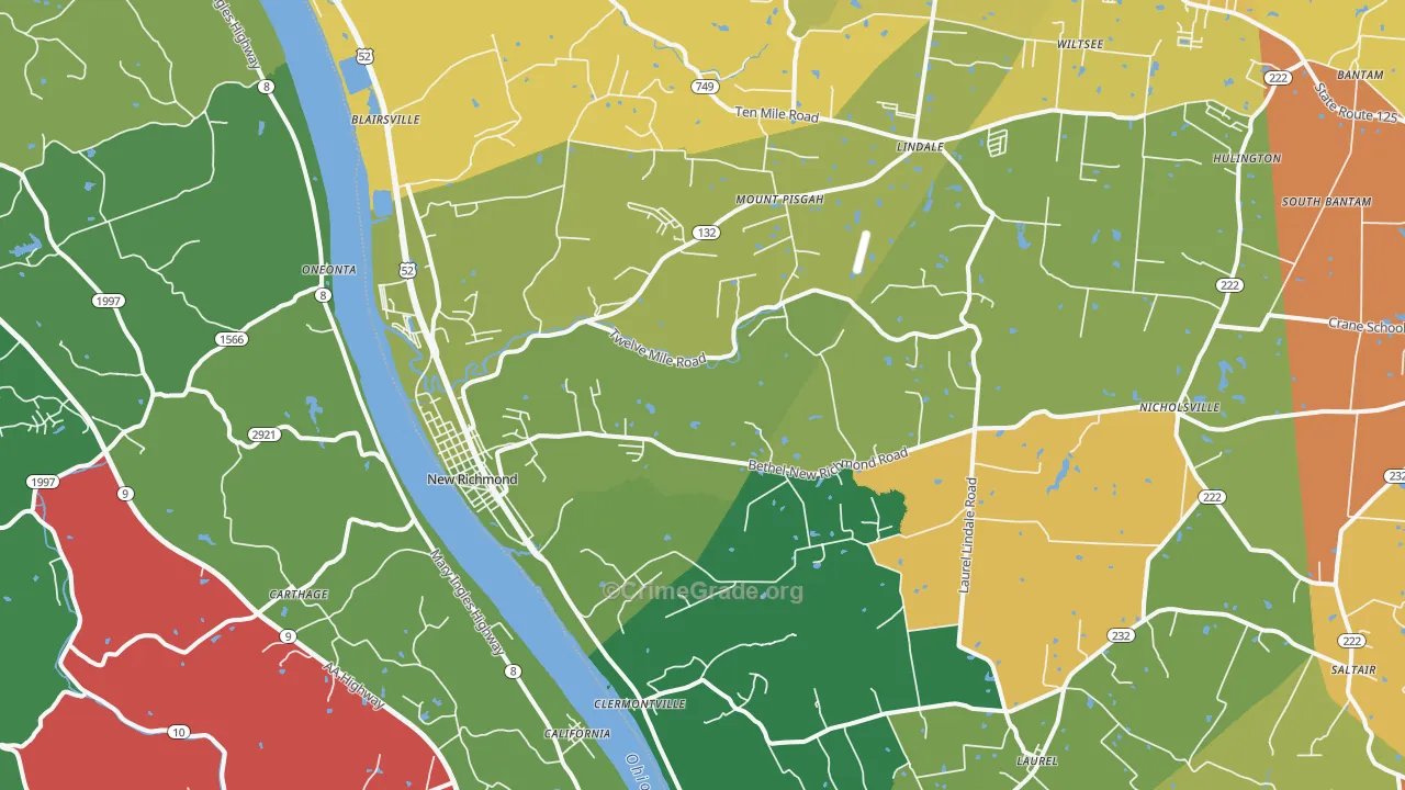 New Richmond, OH Map of Theft Rates