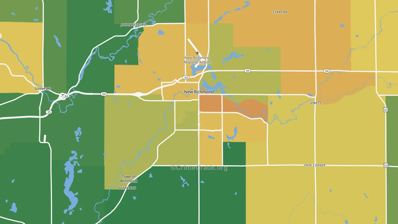 New Richmond, WI Map of Theft Rates