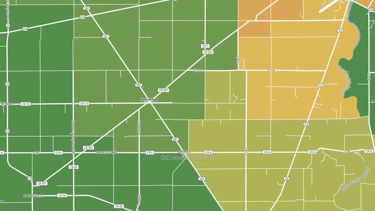 New Riegel, OH Map of Theft Rates