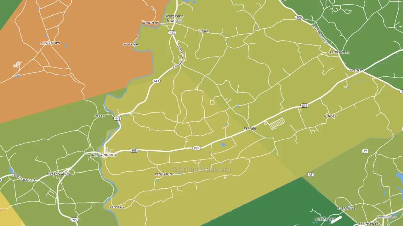 New Ringgold, PA Map of Theft Rates