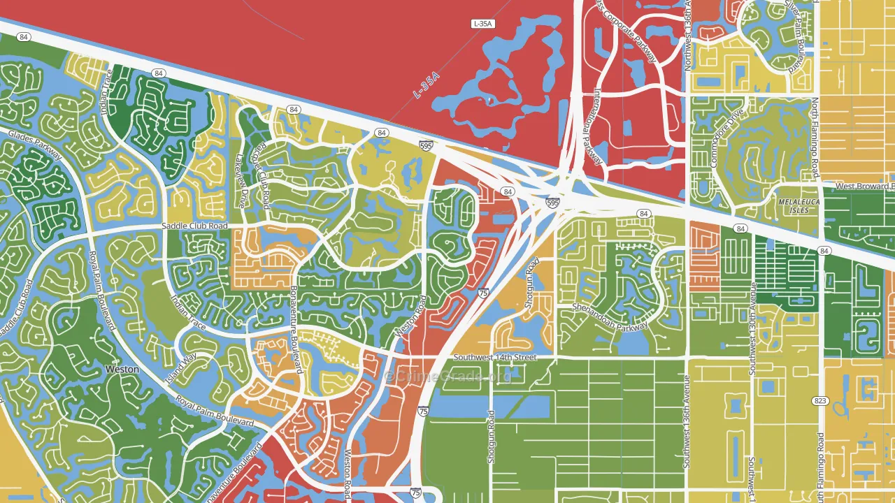 New River Estates, Sunrise, FL Map of Theft Rates