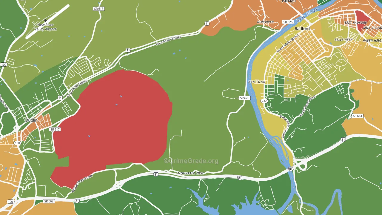 New River, VA Map of Theft Rates