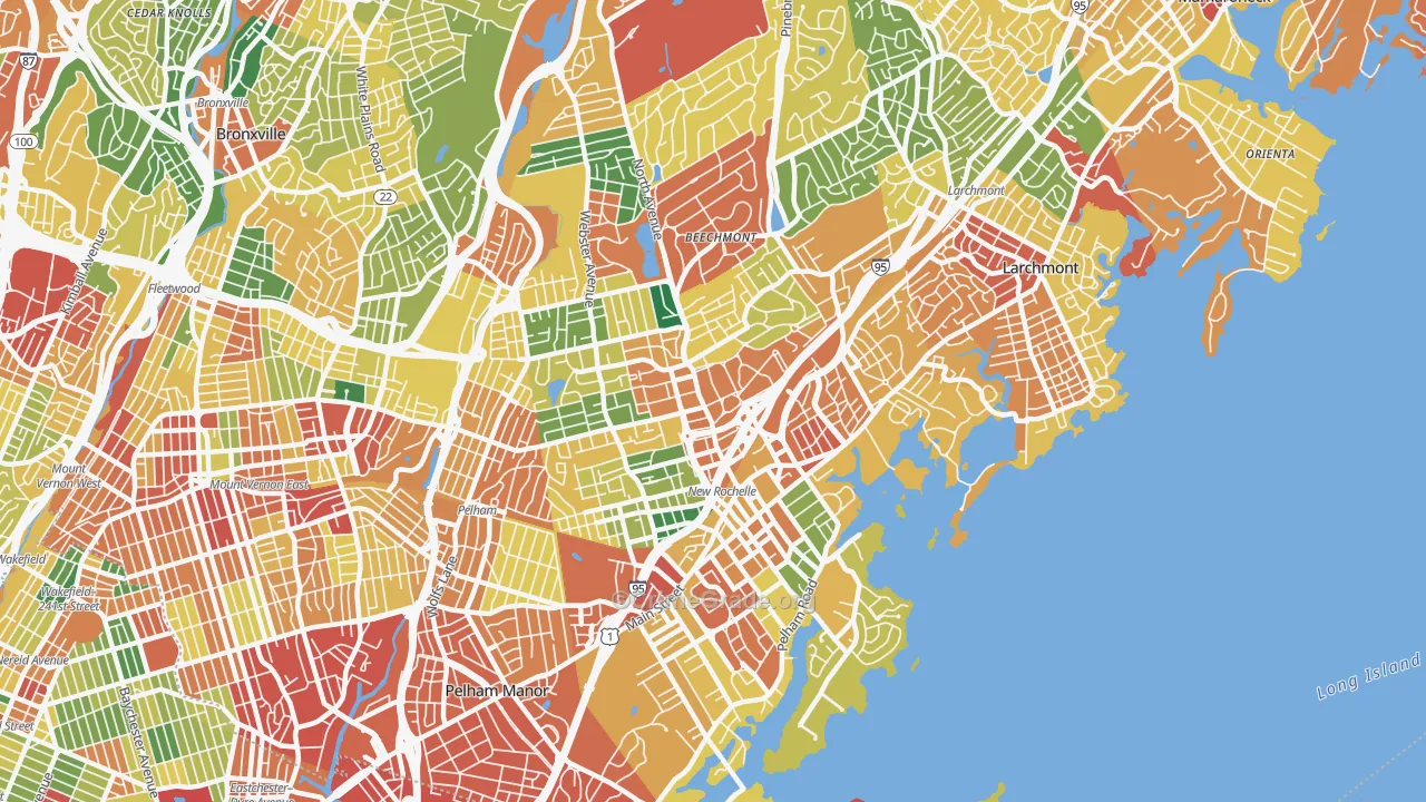 New Rochelle, NY Map of Theft Rates