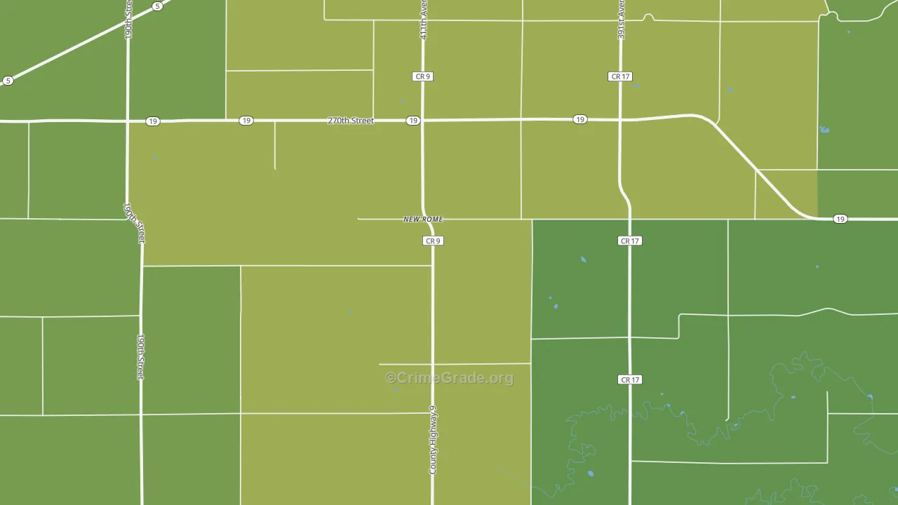 New Rome, MN Map of Theft Rates