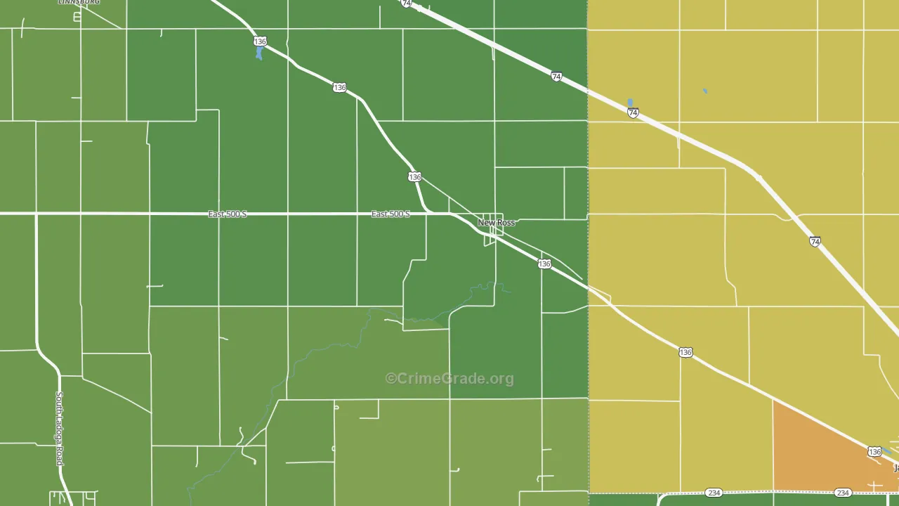 New Ross, IN Map of Theft Rates
