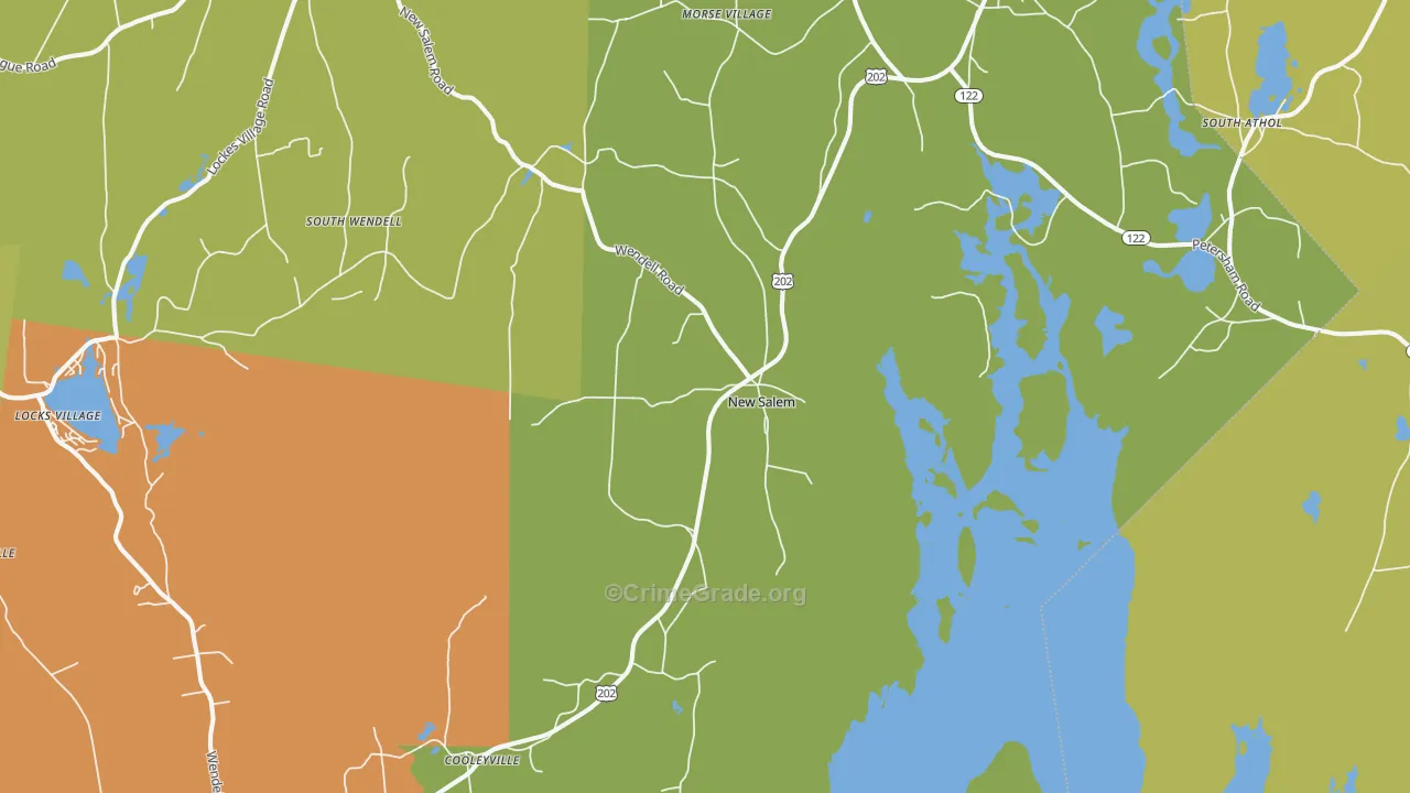 New Salem, MA Map of Theft Rates
