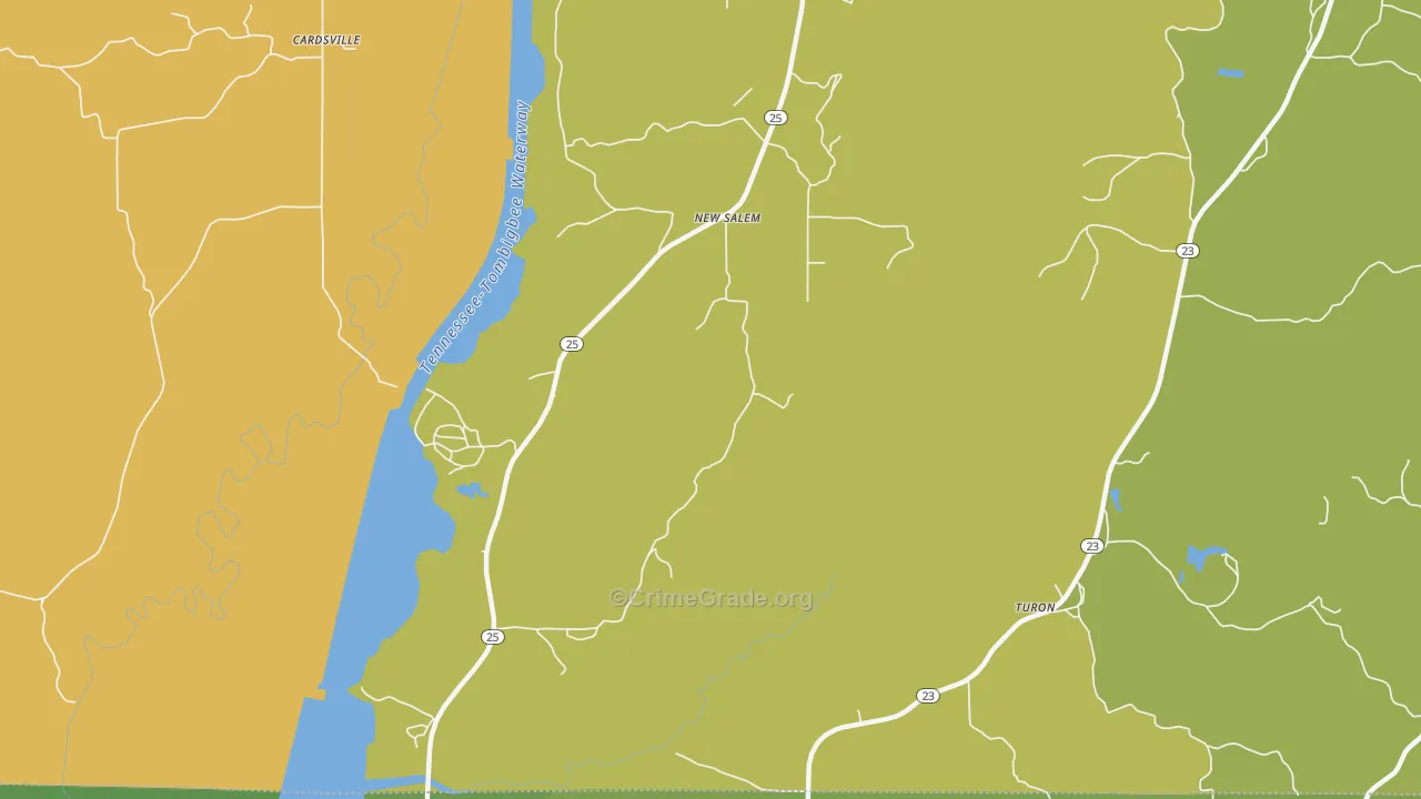 New Salem, MS Map of Theft Rates