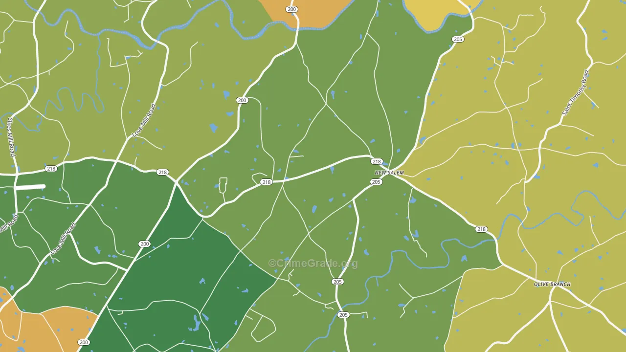 New Salem, NC Map of Theft Rates