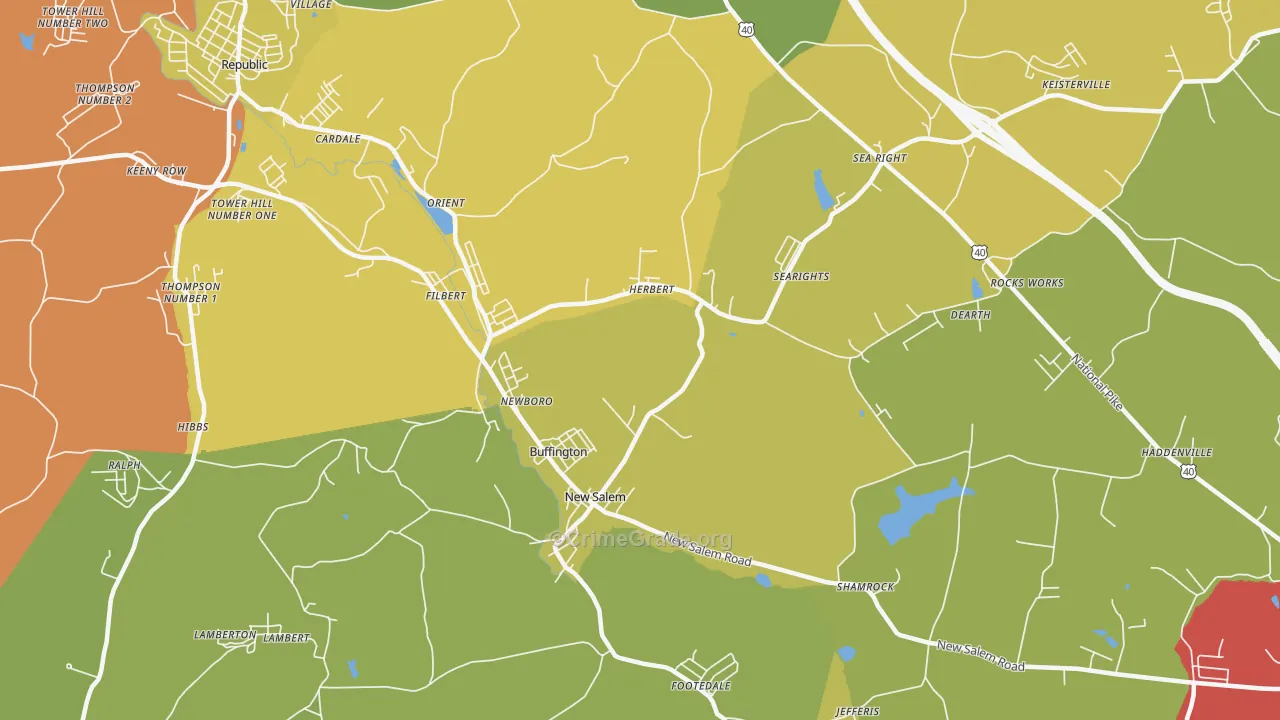 New Salem, PA Map of Theft Rates