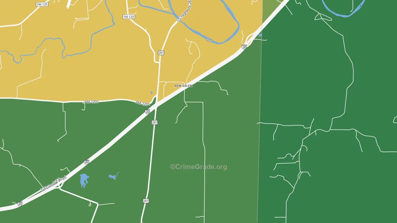 New Salem, TX Map of Theft Rates