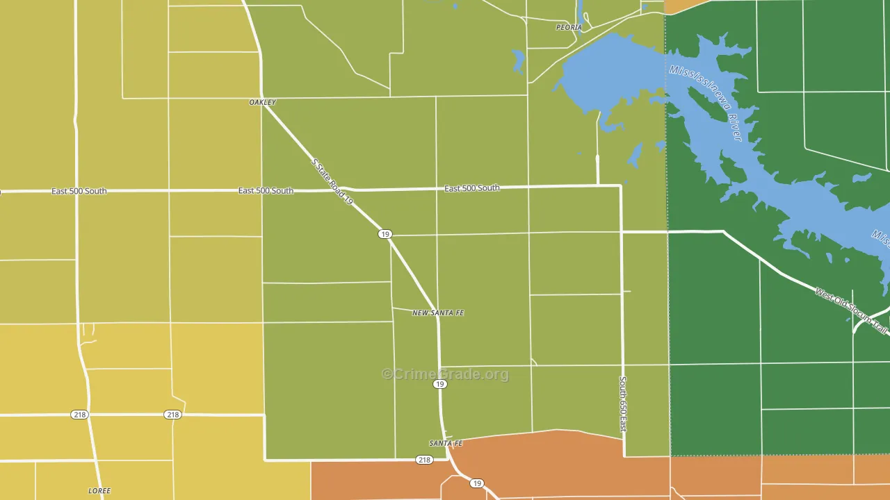 New Santa Fe, IN Map of Theft Rates