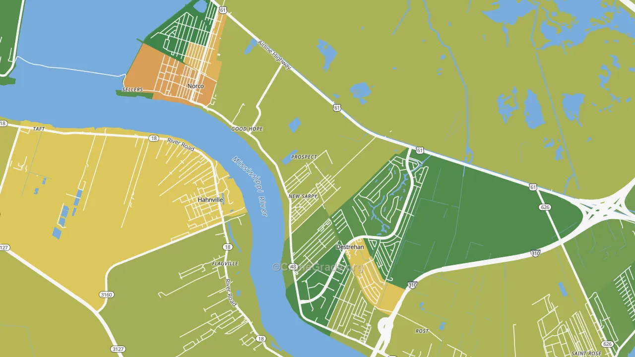 New Sarpy, LA Map of Theft Rates