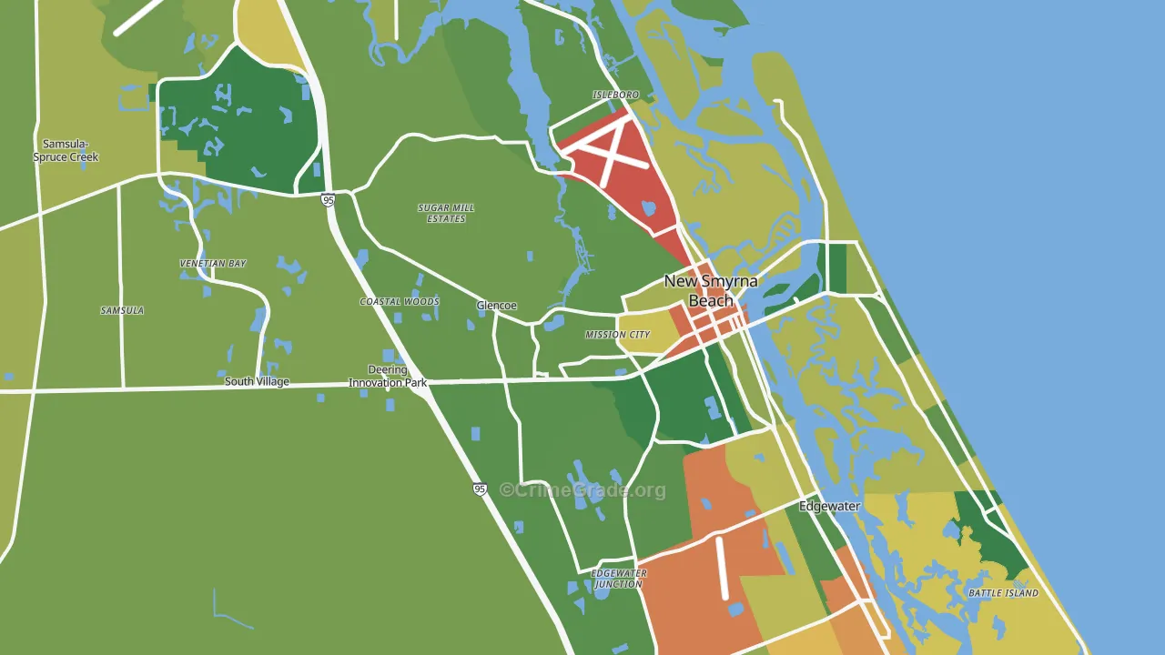 New Smyrna Beach, FL Map of Theft Rates