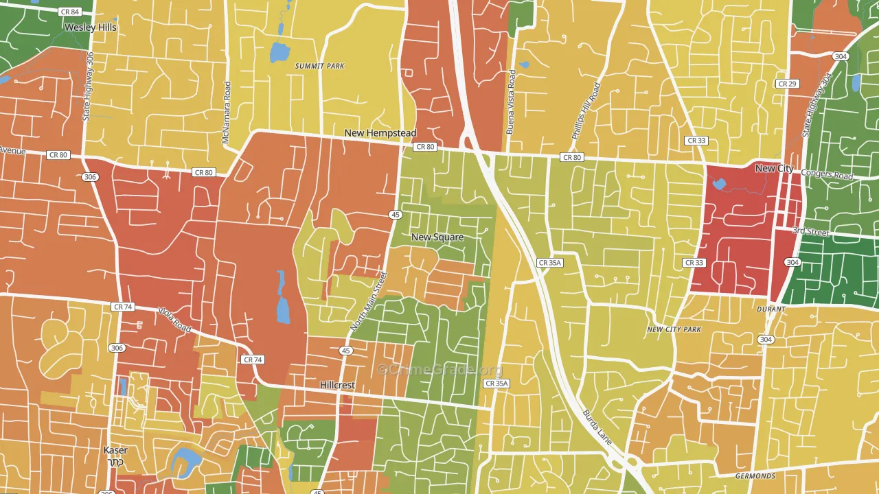 New Square, NY Map of Theft Rates
