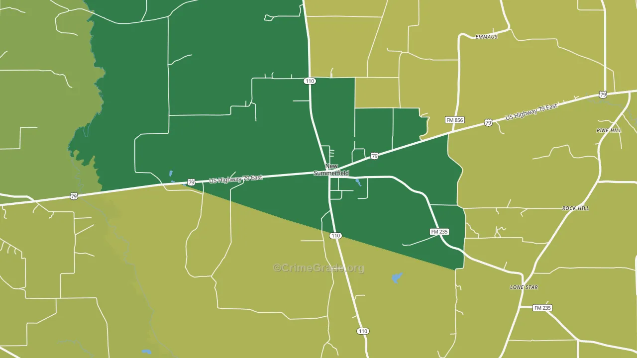 New Summerfield, TX Map of Theft Rates