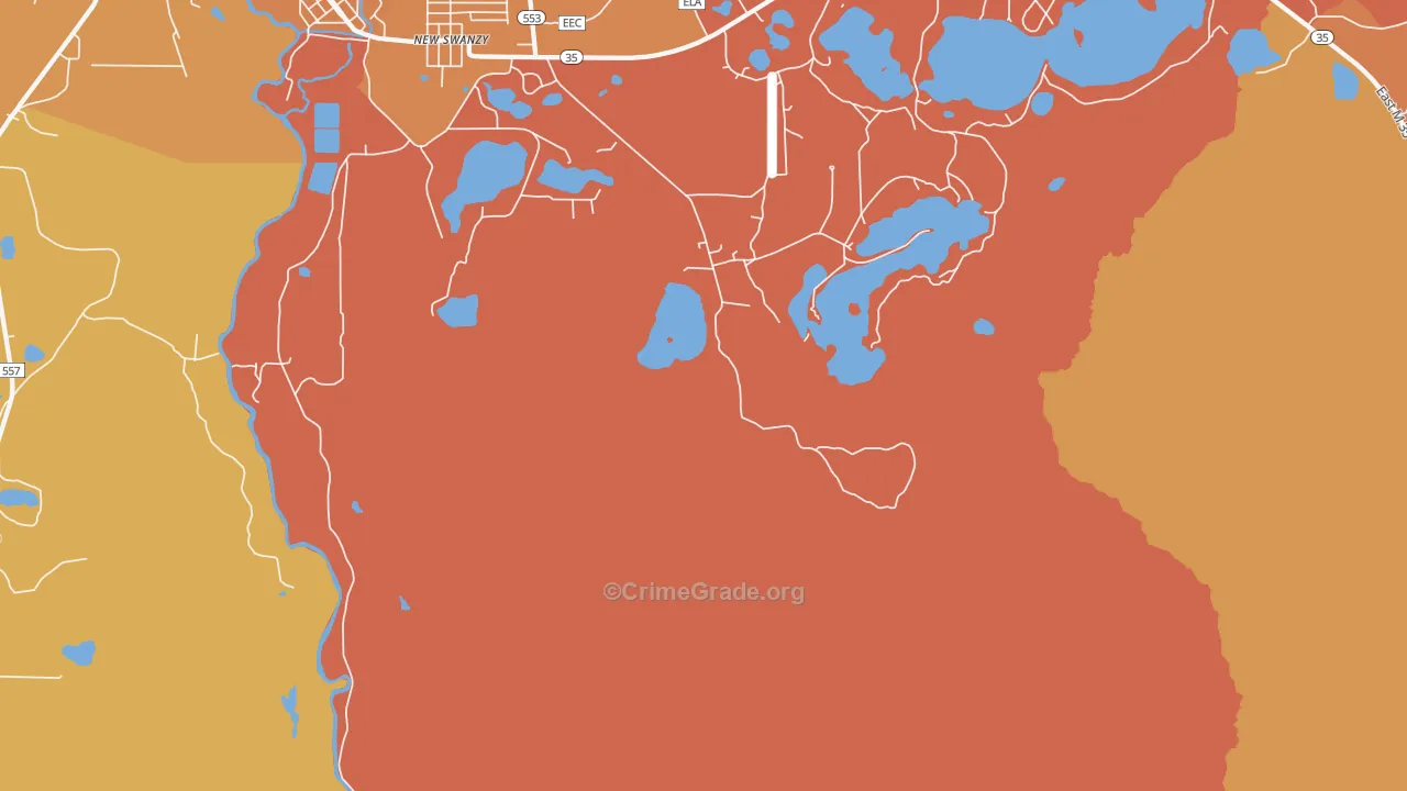 New Swanzy, MI Map of Theft Rates