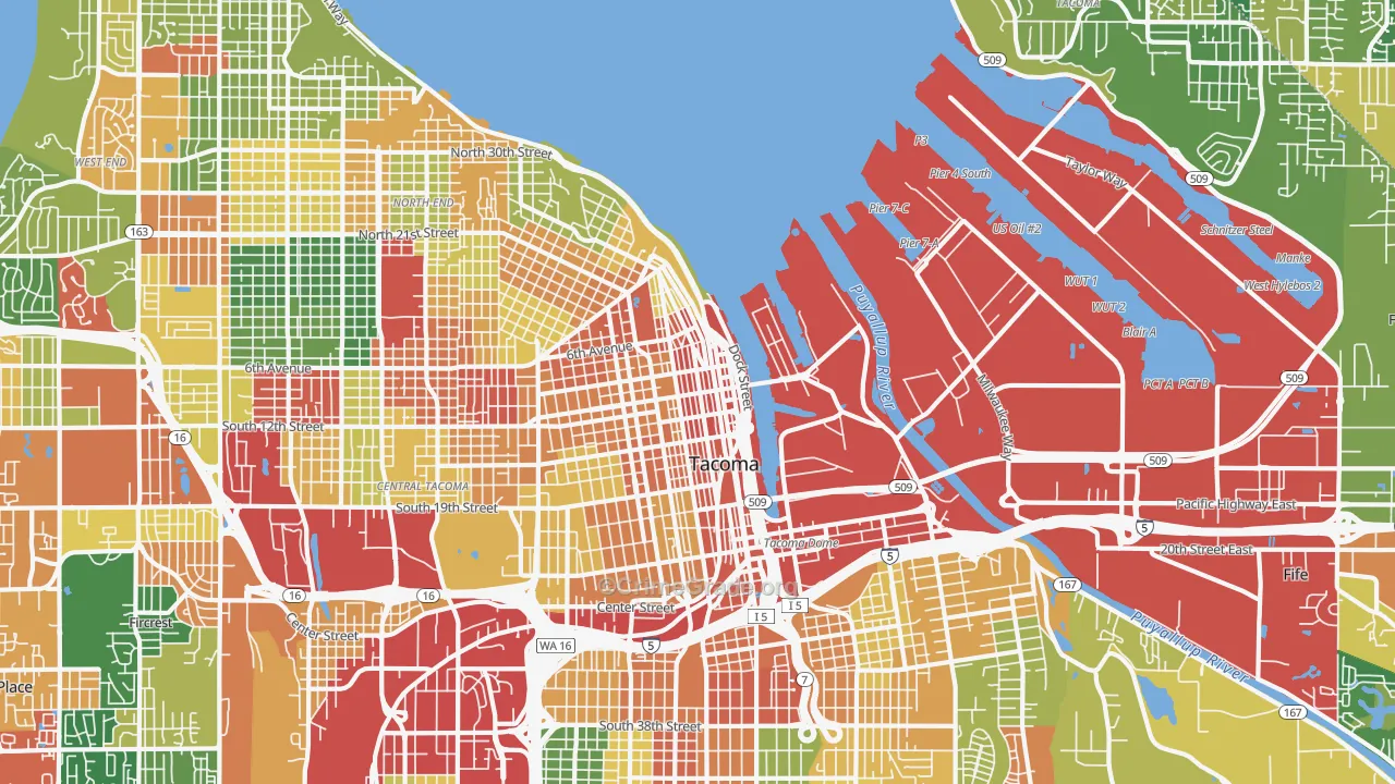 New Tacoma, Tacoma, WA Map of Theft Rates