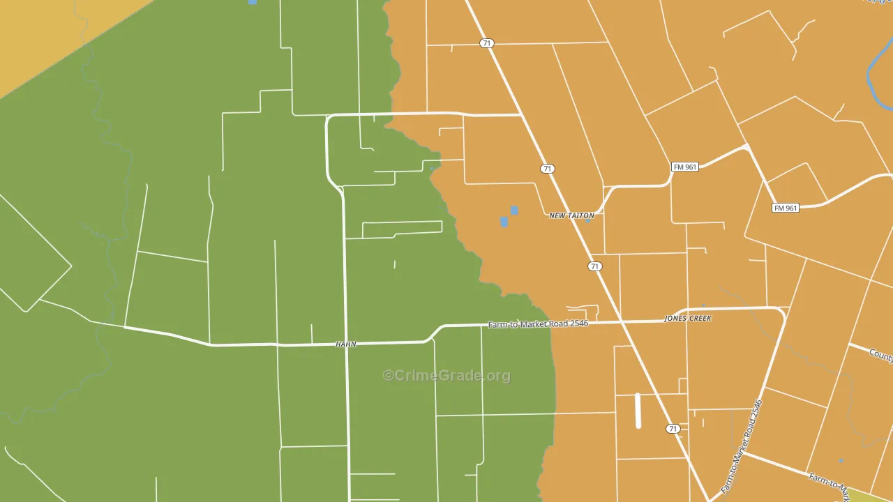 New Taiton, TX Map of Theft Rates