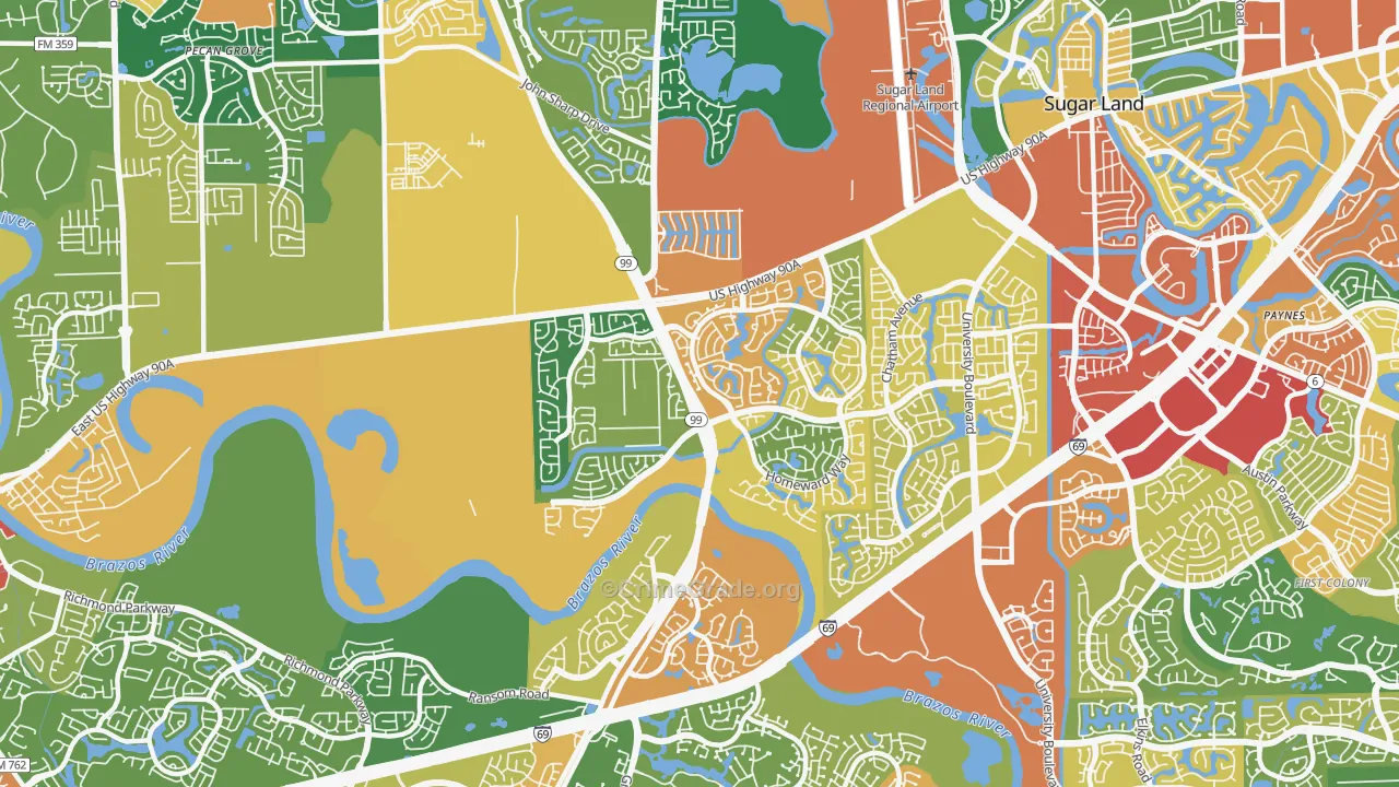 New Territory, TX Map of Theft Rates