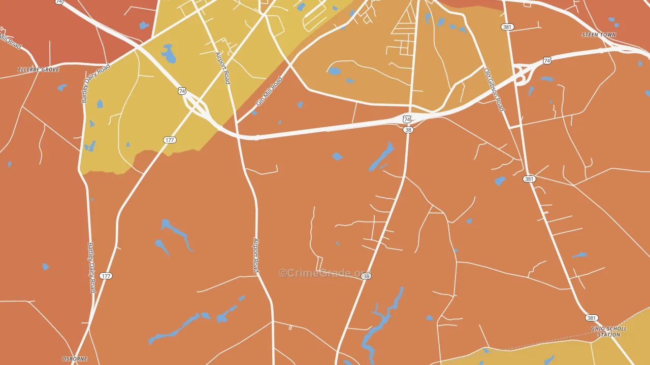 New Town, NC Map of Theft Rates
