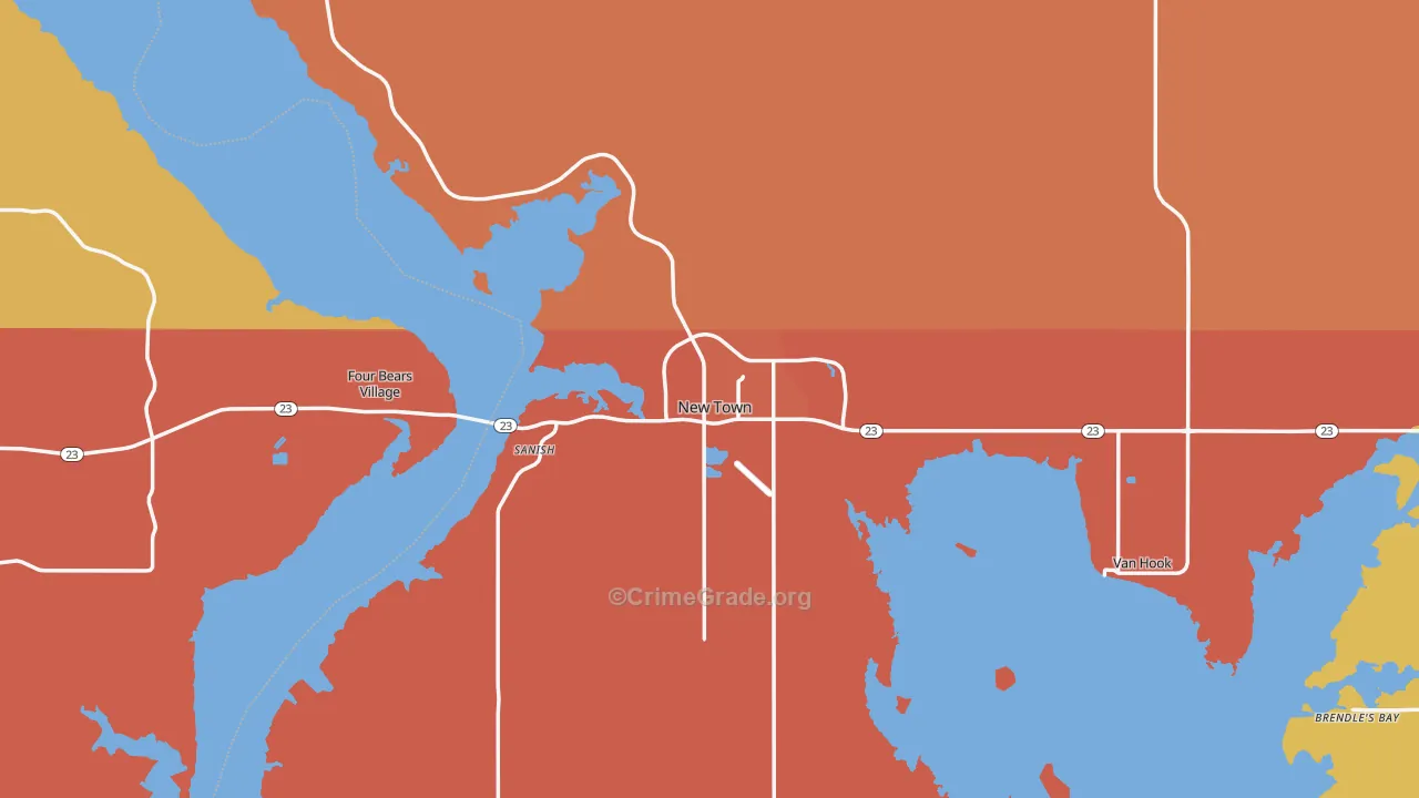 New Town, ND Map of Theft Rates