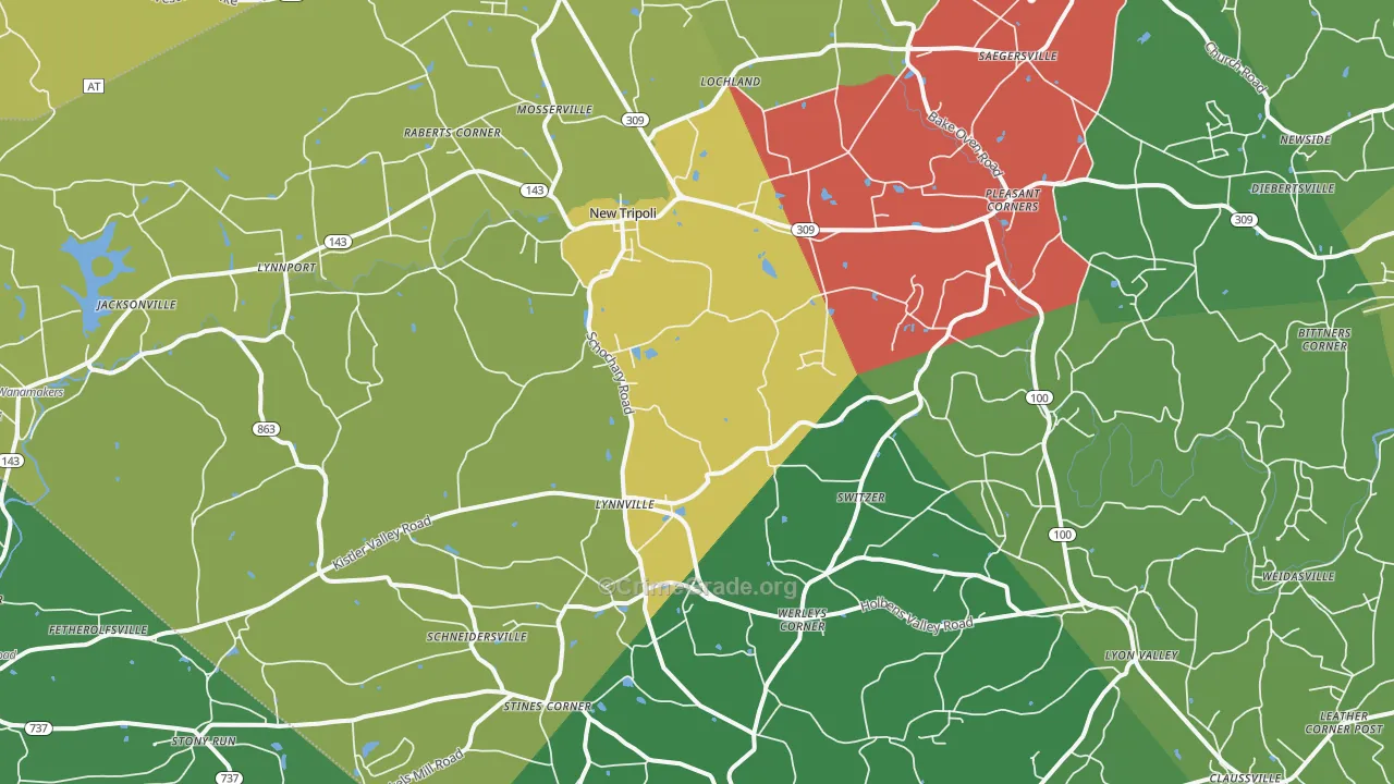 New Tripoli, PA Map of Theft Rates