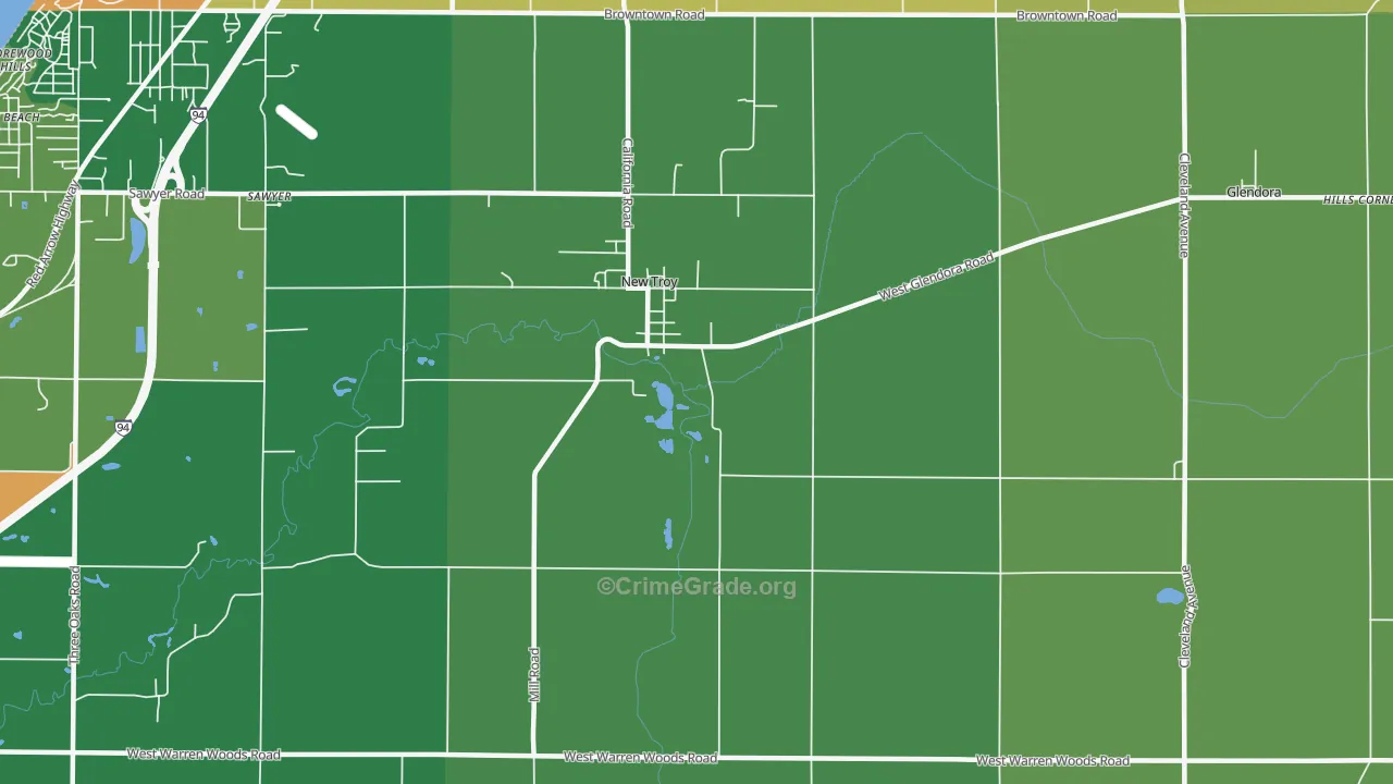 New Troy, MI Map of Theft Rates