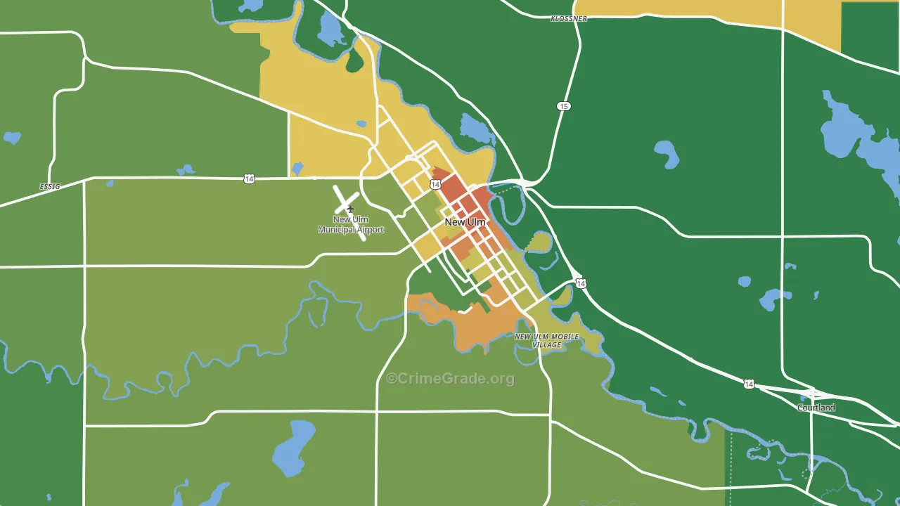 New Ulm, MN Map of Theft Rates