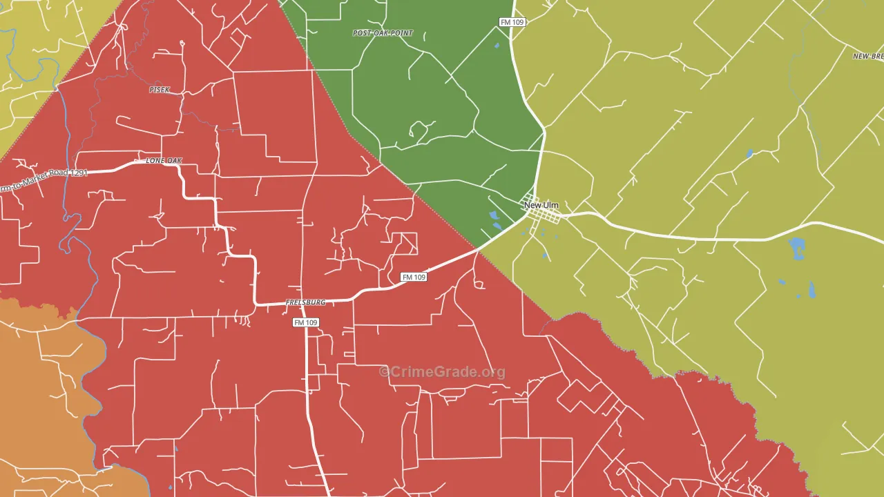 New Ulm, TX Map of Theft Rates