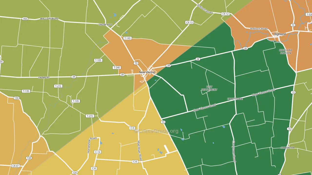 New Vienna, OH Map of Theft Rates