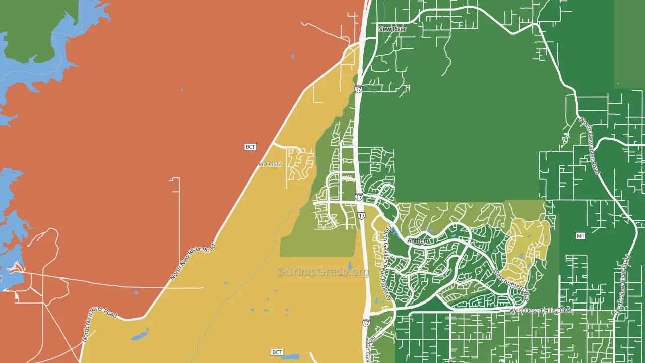 New Village, New River, AZ Map of Theft Rates
