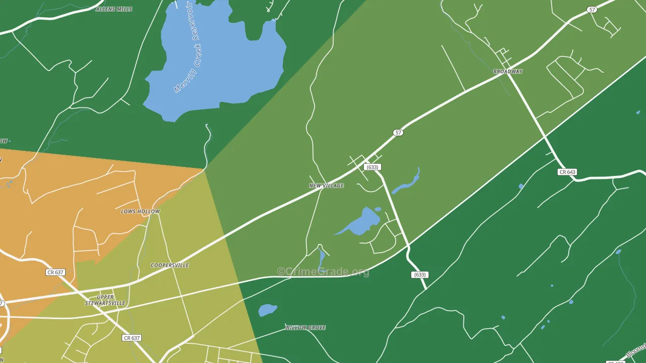 New Village, NJ Map of Theft Rates