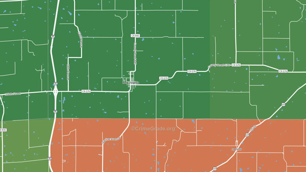 New Virginia, IA Map of Theft Rates