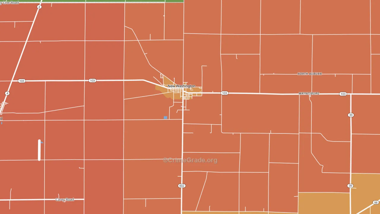 New Washington, OH Map of Theft Rates